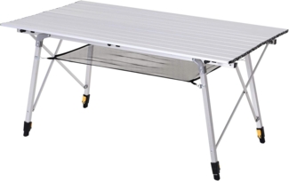 Outsunny Picknick Klapptisch, Falttisch, Höhenverstellbarer Campingtisch, Inkl. Tragetasche, Aluminium, Silber, 120 x 70 x 58-73 cm