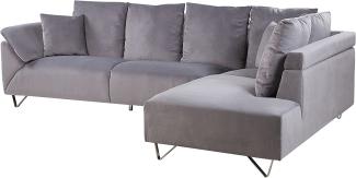 Ecksofa Cord linksseitig grau LUNNER