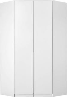 Rauch Möbel Alabama Eckschrank Schrank Kleiderschrank Weiss, 2-türig, Inklusive Zubehörpaket Basic, 1 Kleiderstange, 9 Einlegeböden, BxHxT 117x210x117 cm