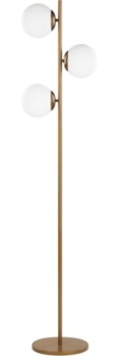 'Wadi' Stehlampe Gold Metall 153 cm 3-flammig Schirme aus Glas in Kugelform Kabel mit Schalter Modernes Design