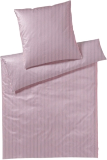 elegante Mako-Satin Bettwäsche Hamburger Streifen|135x200 cm + 40x80 cm| bordeaux