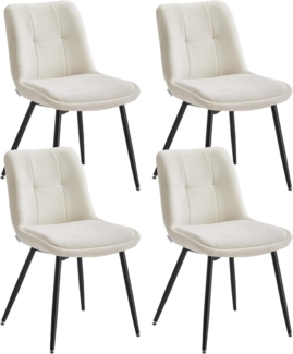 VASAGLE Esszimmerstuhl 4er Set, Küchenstuhl, Polsterstuhl, Chenille, Stuhl, bis 120 kg belastbar, Doppelkissen, Metallbeine, modern, für Esszimmer, Küche, cremeweiß KDCDE151W14