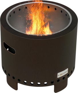 Outsunny Tischfeuer Feuerschale, rauchfrei, mit Griff (Feuerkorb, 1-St, Feuerstelle), für Garten, Camping, Terrasse, Metall, Schwarz