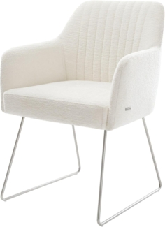 Esszimmerstuhl Greg-Flex Bouclé Soft Beige Kufengestell Edelstahl Taschenfederkern