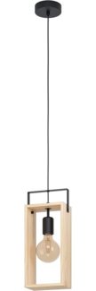 Eglo 43413 Hängeleuchte FAMBOROUGH Stahl schwarz, Holz natur E27 1X40W L:16cm B:10,5cm H:110cm dimmbar
