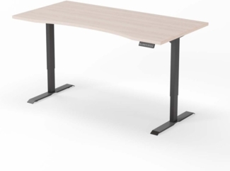 elektrisch höhenverstellbarer Schreibtisch CURVED 180 x 90 cm - Gestell Schwarz, Platte Eiche