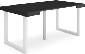 Skraut Home | Ausziehbarertisch | Multifunktionaler ausziehbarer | 160 | Für 8 Gäste | Massivholz Beine | Moderner Stil | Schwarz