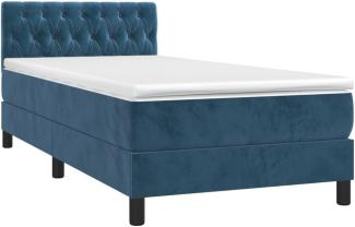 vidaXL Boxspringbett mit Matratze & LED Dunkelblau 90x190 cm Samt 3134559