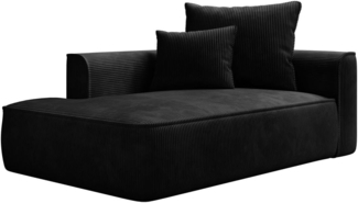 Vente-unique - Recamiere - linksseitig - Cord - Schwarz - PINETA