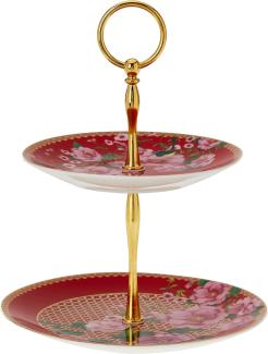 Maxwell & Williams HV0171 Etagere 2-stöckig Rot SILK ROAD Porzellan, in Geschenkbox