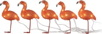 KONSTSMIDE No. 6267-803 LED Acryl Flamingos 5er-Set 40 bernsteinfarbene Dioden IP44