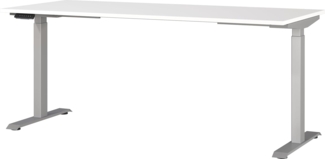 Germania Schreibtisch 7909-639, in Weiß/Silber, EL. höhenverstellb, 180 x 120 x 80 cm (BxHxT)