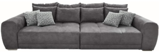 luma-home Big-Sofa 15114, XXL-Couch 306x134 cm mit Federkernpolsterung, viele Kissen, markante Steppungen, Mikrofaserstoff Grau