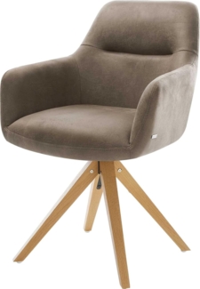Esszimmerstuhl Pejo-Flex Mikrofaser Taupe Vintage Holzgestell kantig Natur Taschenfederkern