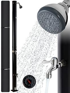 Arebos Solardusche 20 L Solar-Gartendusche mit Thermometer & Fußdusche (Komplett-Set), inkl. Abdeckhaube