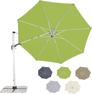 Doppler Sonnenschirm SP-AZ 330 cm Fresh Green I Pendelschirm knickbar + drehbar + neigbar I Gartenschirm mit UV-Schutz 50+ I Kurbelschirm aus Aluminium I regenabweisendes Polyester-Schirmdach