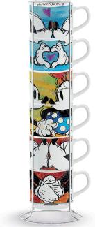 Disney Walt pwm02i 6 x l Set Tasse CAFFE, Typ Sweet Love und metalrack, Porzellan, mehrfarbig, 7