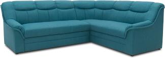 DOMO collection Berlin Ecksofa, Sofa in L-Form, Eckcouch mit Federkern, 205 x 250 x 89 cm, Polsterecke in petrol