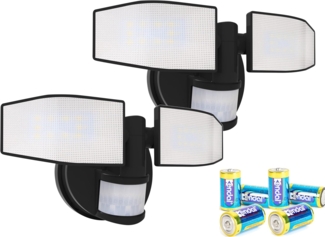 Northpoint LED Wandstrahler Bewegungsmelder 2 Fluter-Köpfe Schwenkbar Batterie 400L