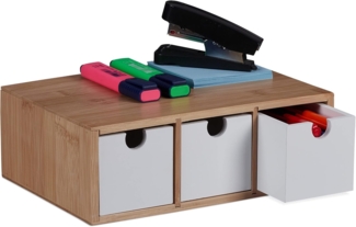 relaxdays Organizer Schubladenbox Bambus & MDF 3 Fächer