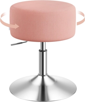 WOLTU Schminkhocker, Schminktisch Hocker, Barhocker rund, Design Hocker höhenverstellbar drehbar, Bürohocker Arbeitshocker Küchenhocker, gepolstert, Cord-Sitzfläche, Rosa, BH409rs-1