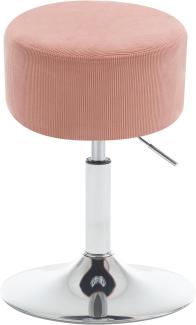 WOLTU Schminkhocker, Schminktisch Hocker, Barhocker rund, Design Hocker höhenverstellbar drehbar, Bürohocker Arbeitshocker Küchenhocker, gepolstert, Cord-Sitzfläche, Rosa, BH409rs-1