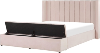 Bett mit Stauraumbank NOYERS 160 x 200 cm Samtstoff Pastellrosa