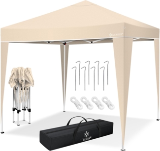 KESSER® Pavillon 3x3 m | wasserdicht | inkl. Tasche | Pop-Up Klicksystem | UV-Schutz 50+ | Faltpavillon | Gartenzelt | Partyzelt | Metall-Verstrebungen | Beige