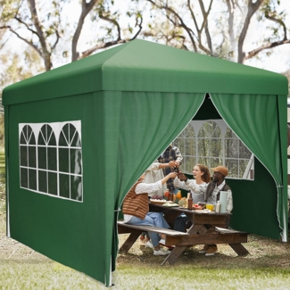 YITAHOME 3X3M Outdoor Pop Up-Pavillon mit Seite Faltpavillon, Wasserdichter Faltbarer Gartenpavillon Für Alle Jahreszeiten Camping Pavillon Anti-uv Mit Kostenlosen Höhenverstellbaren Für Party Märkte