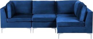 Ecksofa EVJA Samtstoff Marineblau Linksseitig