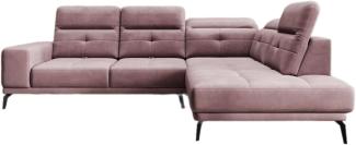 Designer Sofa Isabella mit verstellbarer Kopf- und Rückenlehne Samt Rosé Rechts