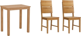 Woodroom Essgruppe Kota, (Hevea massiv lackiert, Tisch 50x70 cm, 2 Stühle), Stuhl, Holzstuhl, Massivholz, Stuhl-Set, Stühle, Esstisch, Tischgruppe