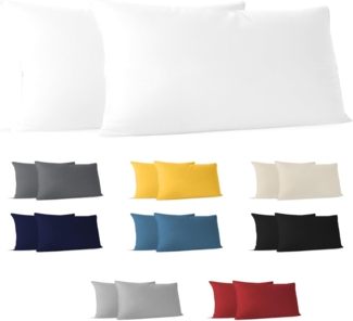 Kissenbezug 40x80 (Set mit 2) - 100% Jersey Baumwolle 150 g/qm Kissenbezüge -Weiß - Für Kissen 40x80 cm - Kissenhülle - Kissenbezug - Resistent und Hypoallergen - Dreamzie