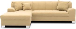 DOMO. collection Capri Ecksofa | Eckcouch in L-Form mit Schlaffunktion, Polsterecke Schlafsofa, beige, 239 x 152 x 75 cm