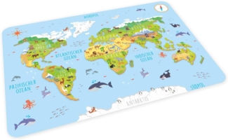 nikima Platzset stabiles Vinyl Tischset Weltkarte 3D Kinder Platzset abwaschbar, (1-St)