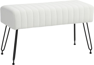 HOMCOM Sitzbank mit Hairpin Metallbeine, rechteckige Schuhbank (Bettbank, 1-St, Schuhbank), für Wohnzimmer, Schlafzimmer, Cremeweiß