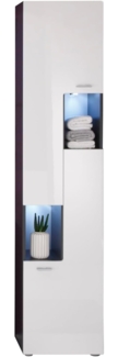 Badmöbel Hochschrank Tetis weiß Hochglanz Graphit grau rechts