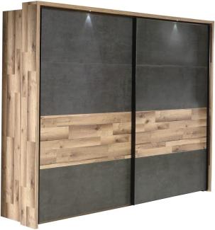 Schwebetürenschrank Richard 4B Stabeiche 281x216x64 cm mit Beleuchtung