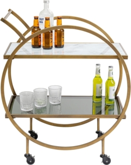 Kare Design Servierwagen Loft, Gold, Barwagen, mit 2 Ablagen, rollbar, Retro-Design, Wohnzimmer, Esszimmer, 87 x 74 x 40 cm