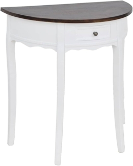 vidaXL Konsolentisch mit Schublade und Brauner Tischplatte Halbrund 241531