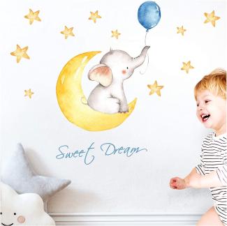 Little Deco 'Elefant Spruch Sweet Dream' Wandaufkleber 123 x 59 cm (BxH)