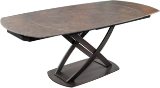 riess-ambiente Esstisch INCEPTION 130-190cm rost/bronze · ovaler Keramiktisch im Marmor-Design (Einzelartikel, 1-St), bis 8 Personen · ausziehbar · mit Metall-Fuß & Bodenplatte · Travertin