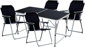 5-teiliges Campingmöbel Set Black Alu 120x60x58/70cm schwarz