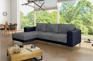 Stylefy Aversa Ecksofa Strukturstoff BERLIN Kunstleder MADRYT Grau Schwarz Links