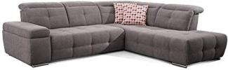 CAVADORE Ecksofa Mistrel mit Ottomanen rechts / Große Eck-Couch im modernen Design / Inkl. verstellbare Kopfteile / 269 x 77 x 228 / Grau