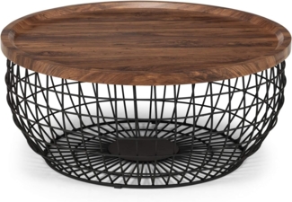 Julian Bowen Smithson Storage Couchtisch, Walnuss/Schwarz, Höhe: 36, Breite: 80, Tiefe: 80 cm
