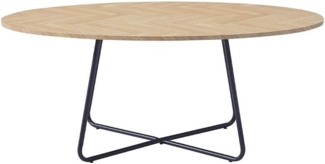 HOME DELUXE Couchtisch Oval NOVARIS - 110 x 66 cm Fishbone Oak