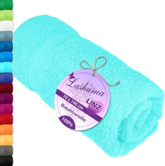 Lashuma Duschtuch - Badetuch Linz, Frottee (1-St), Einfarbiges Badehandtuch Türkis 70x140 cm