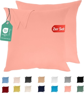 Livessa 2er Set Kissenbezug 80x80 aus%100 Baumwolle Jersey Stoff - Verdeckter Reißverschluss, Kopfkissenbezug 80x80 cm, Kissenhülle, Ultra weich und atmungsaktiv, Oeko-Tex Zertifiziert