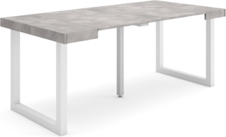 Skraut Home | Ausziehbarertisch | Multifunktionaler ausziehbarer | 180 | Für 8 Gäste | Massivholz Beine | Moderner Stil | Zement